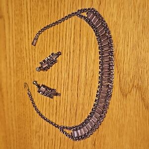 Vintage purple necklace and earring set